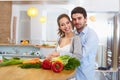 Young ÃÂ¡ouple ÃÂ¡ooking in The Kitchen. Healthy food Royalty Free Stock Photo